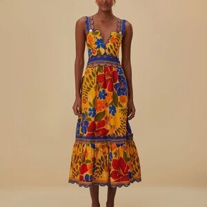 NWT Farm Rio yellow floral midi dress